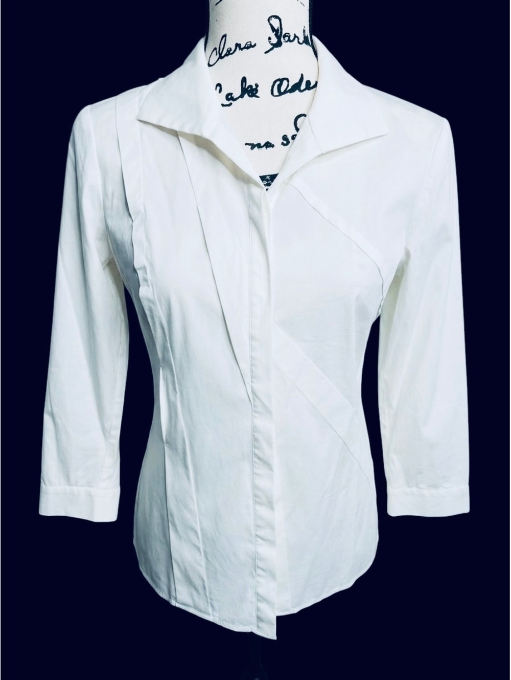 Lafayette 148 New York Asymmetric White Poplin Blouse - Sz 2